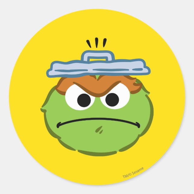 Oscar Angry Face Classic Round Sticker (Front)