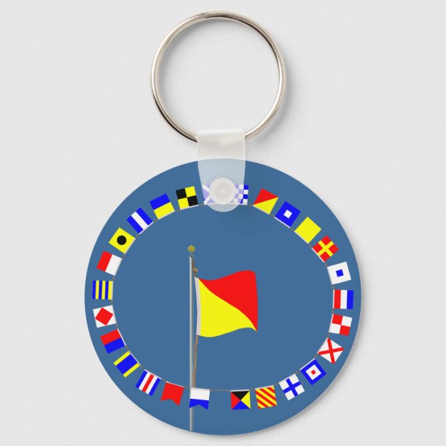 Oscar Man Overboard Nautical Signal Flag Key Ring (Front)