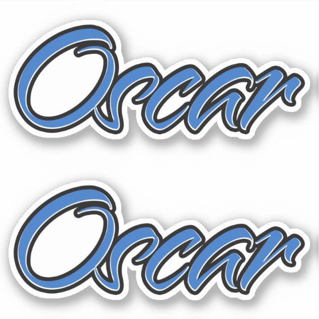 Oscar name blue sticker embroiderset (Front)
