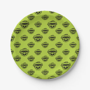 Oscar the Grouch Green Pattern Paper Plate