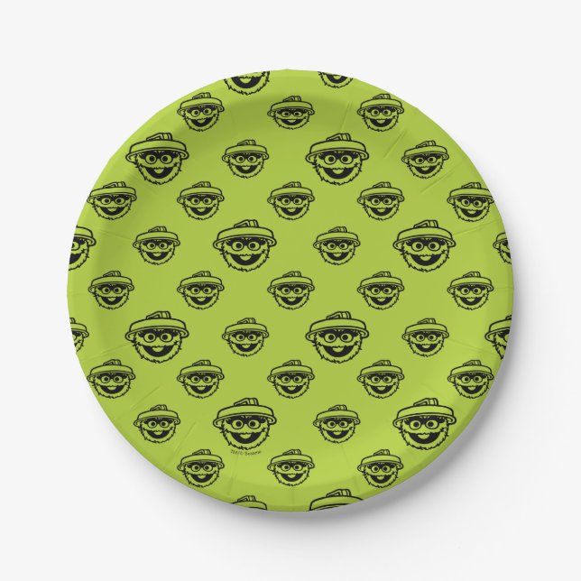 Oscar the Grouch Green Pattern Paper Plate (Front)