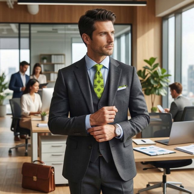 Oscar the Grouch Green Pattern Tie (Generated image of man wearing tie)