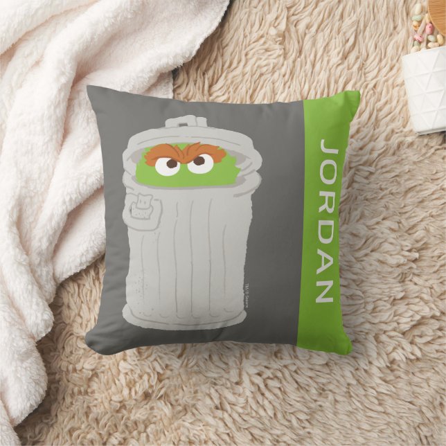 Oscar the Grouch & His Trash Can | Add Your Name Cushion (Blanket)