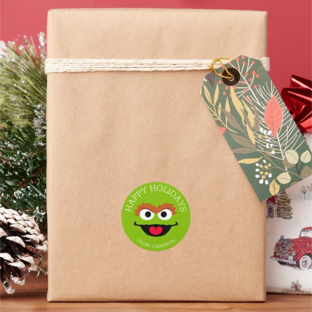 Oscar the Grouch Merry Christmas Gift Tag (Holiday)