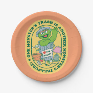 Oscar the Grouch Monster Treasure Badge Paper Plate
