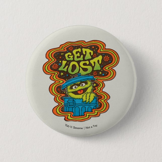 Oscar the Grouch | Psychedelic 6 Cm Round Badge (Front)