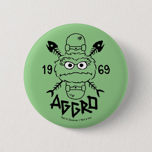 Oscar the Grouch Skate Logo - Aggro 1969 6 Cm Round Badge (Front)