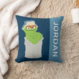 Oscar the Grouch Trash Can Lean Add Your Name Cushion