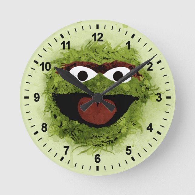 Oscar the Grouch | Watercolor Trend Round Clock (Front)