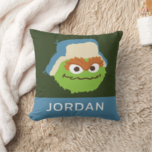 Oscar the Grouch Woodland Face Add Your Name Cushion