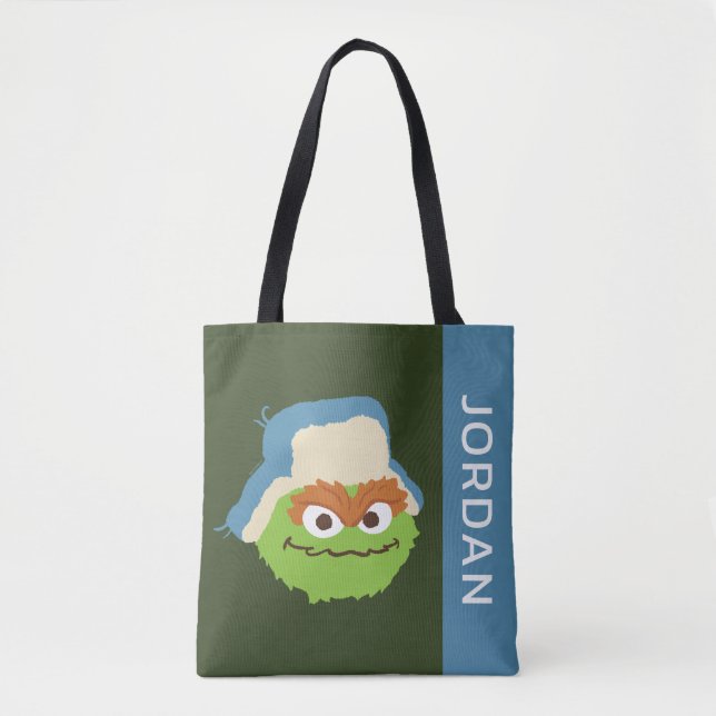 Oscar the Grouch Woodland Face | Add Your Name Tote Bag (Front)
