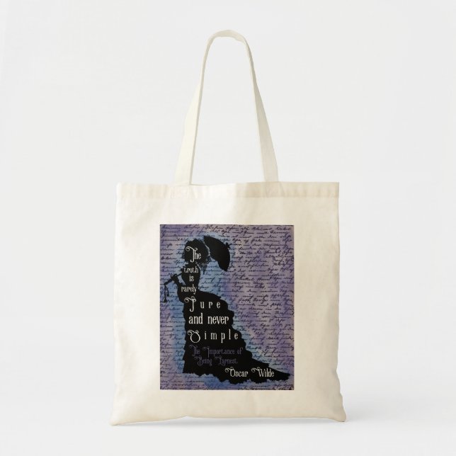 Oscar Wilde Quote Silhouette Poster Tote Bag (Front)