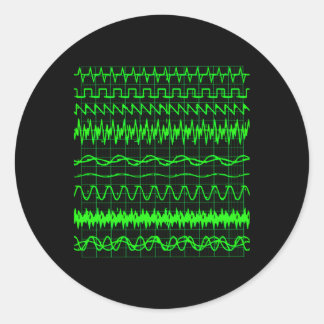 Oscilloscope Digital Waves On Screen Display Classic Round Sticker