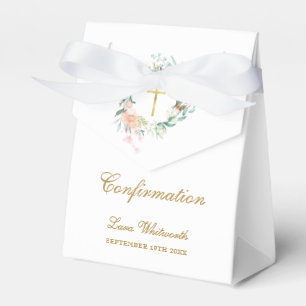 oses Floral Garland Gold Script Confirmation Favour Box
