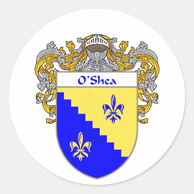 O'Shea Coat of Arms (Mantled) Classic Round Sticker (Front)