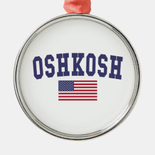 Oshkosh US Flag Metal Tree Decoration