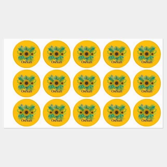 Oshun Goddess Sunflowers Labels (Sheet)