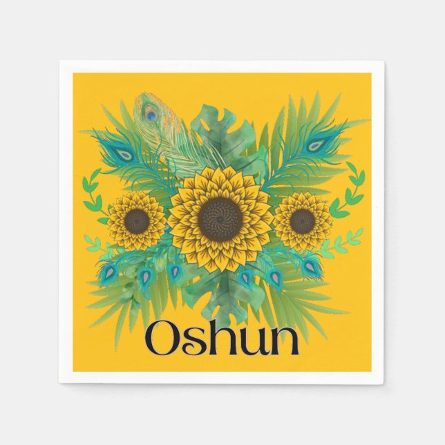 Oshun Goddess Sunflowers Napkin (Front)