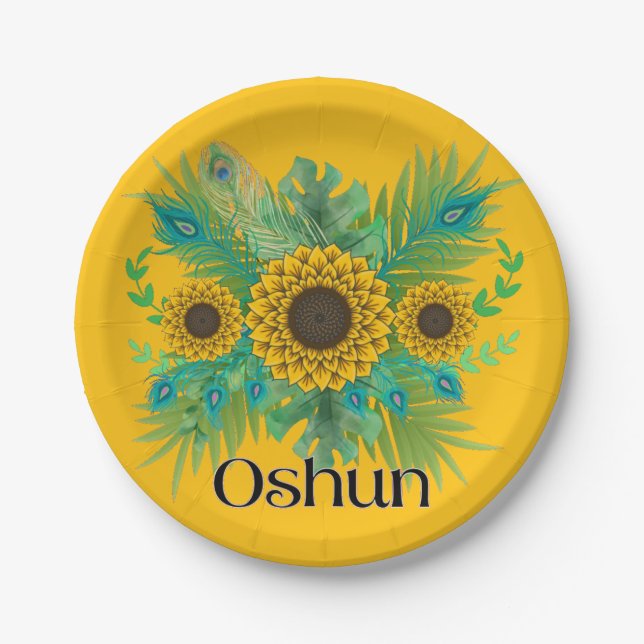 Oshun Goddess Sunflowers Paper Plate (Front)
