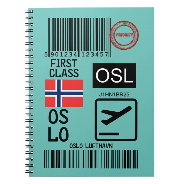 Oslo airport travel tag notebook (Front)