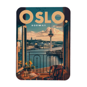 Oslo balcony view Norway vintage and gifts Magnet