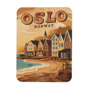 Oslo beach Norway vintage souvenirs and gifts Magnet