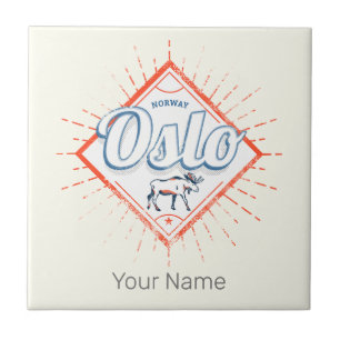 Oslo Capital Norway Retro Moose Vintage Souvenir Tile
