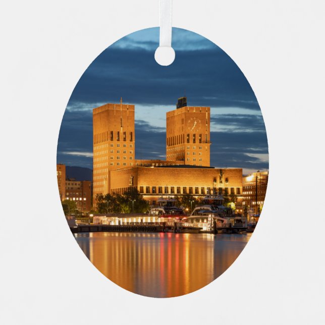 Oslo City Hall Norway Metal Tree Decoration (Front)