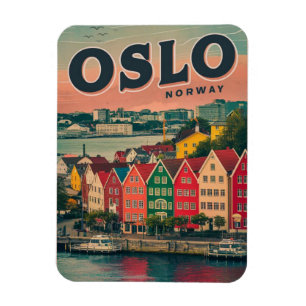 Oslo colourful houses Norway vintage and gifts Magnet