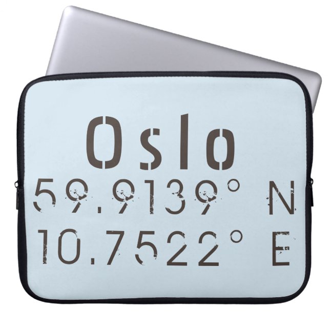 Oslo Latitude Longitude Laptop Sleeve (Front)
