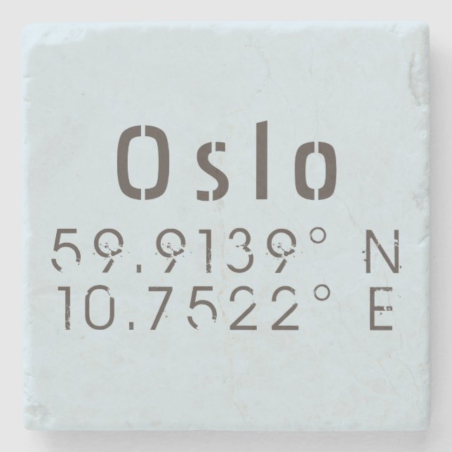 Oslo Latitude Longitude Stone Coaster (Front)