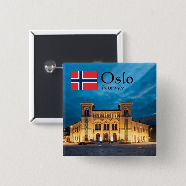Oslo Norway 15 Cm Square Badge (Front & Back)