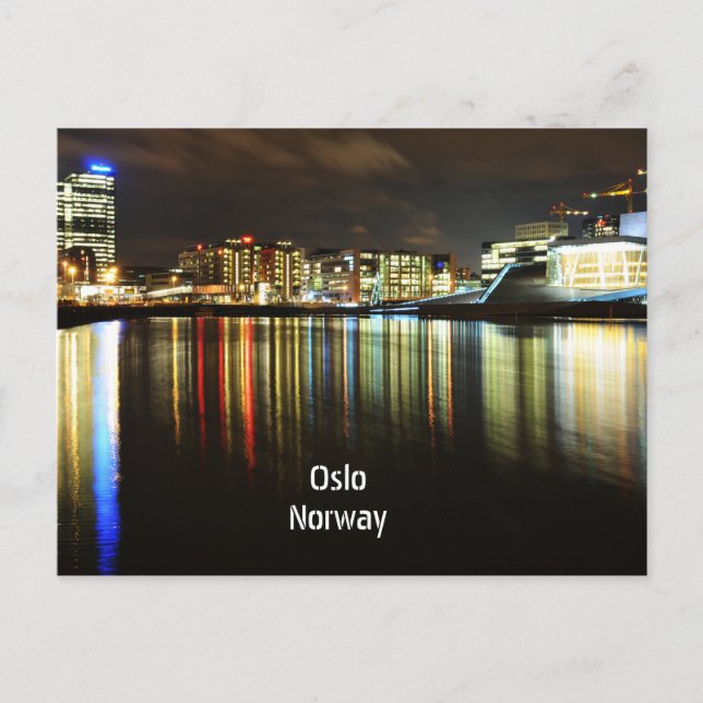 Oslo, Norway at night Postcard (Front)
