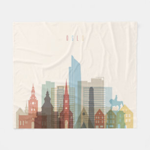 Oslo, Norway City Skyline Fleece Blanket