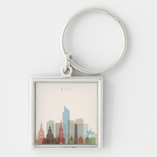Oslo, Norway | City Skyline Key Ring (Front)