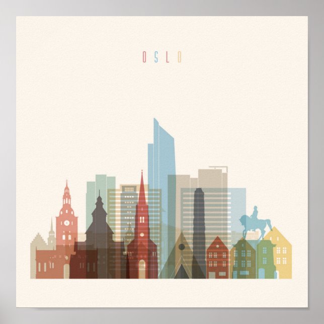 Oslo, Norway | City Skyline Poster (Front)