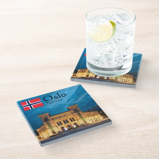 Oslo Norway Glass Coaster (Angled)
