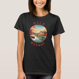 Oslo Norway Retro Distressed Circle T-Shirt