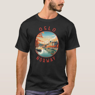 Oslo Norway Retro Distressed Circle T-Shirt