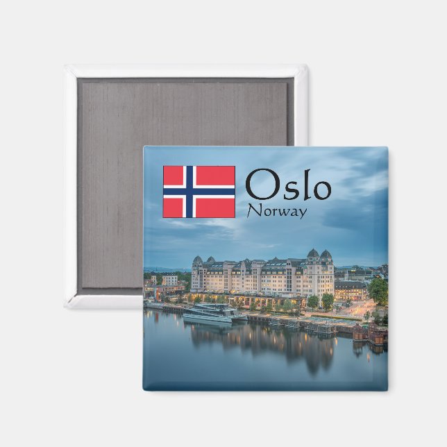 Oslo Norway Souvenir Magnet (Front/Back)