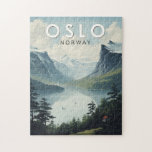 Oslo Norway Travel Art Vintage Jigsaw Puzzle<br><div class="desc">Oslo retro vector travel design. Oslo,  the capital of Norway,  sits on the country’s southern coast at the head of the Oslofjord.</div>