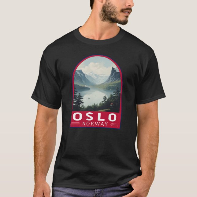 Oslo Norway Travel Art Vintage T-Shirt (Front)