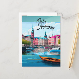 Oslo Norway Travel Postcard Art, Oslo Postcard, No