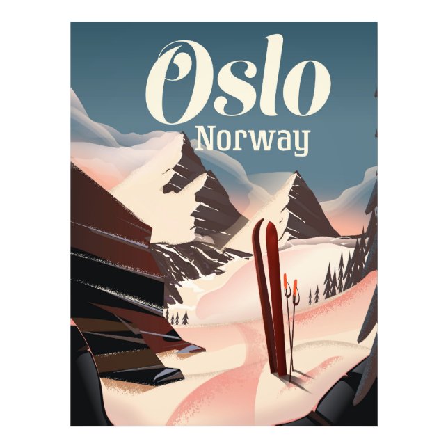 Oslo Norway travel ski poster (Front)