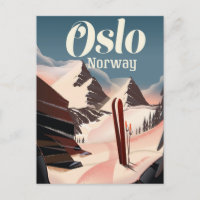 Oslo Norway travel ski poster