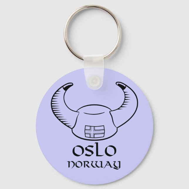 Oslo Norway Viking Hat Key Ring (Front)