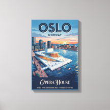 Oslo Opera House Norway Vintage Travel Poster