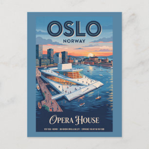 Oslo Opera House Norway Vintage Travel Poster Postcard