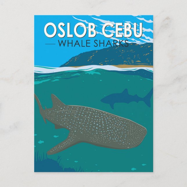Oslob Cebu Philippines Whale Shark Travel Vintage Postcard (Front)