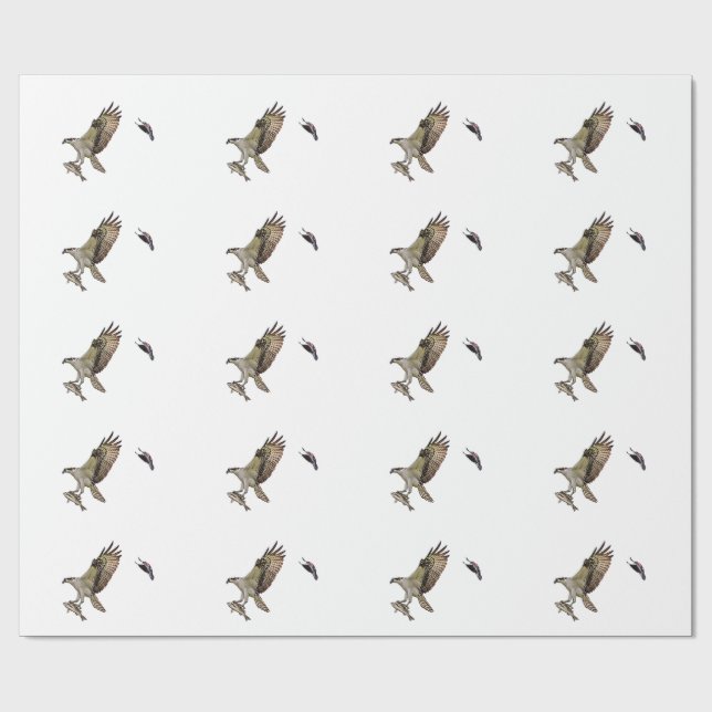Osprey being chased by a red winged blackbird wrapping paper (Flat)